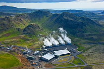 Geothermal power plant seen from the air. Southwest Iceland, July 2009