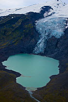 Myrdalsjokull Glacier and neighbouring lake. South Iceland, July 2009