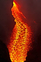 River of lava flowing from the Pacaya volcano, Los Pocitos, Guatemala, Central America, June 2010