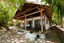 Sorido Bay Resort bungalow with wooden roof beams. Raja Ampat, West Papua, Indonesia, February 2010.