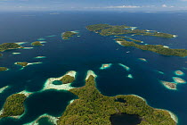 Aerial view of Raja Ampat's islands, sand cays and lagoons. West Papua, Indonesia, February 2010