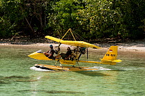 Drifter ultralight aircraft used to survey Raja Ampat for Conservation International. West Papua, Indonesia, February 2010