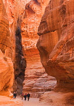 Sandstone passage in Petra, Nabataean Stone City, Jordan; a UNESCO World Heritage site.