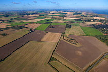Aerial view of coastal farmland from Blakeney to Holkham, North Norfolk, UK, September