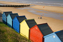 Beach huts at Mundsley, Norfolk, UK, June