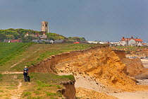 Crumbling cliffs caused by coastal erosion, Happisburgh, Norfolk, UK, May