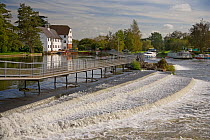 Hambleden mill and weir on the River Thames, Buckinghamshire, UK