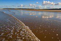 Waves on sand, Holkham Beach, north Norfolk, UK, November