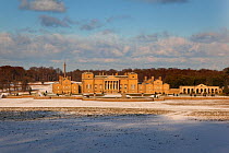 Holkham Hall and Park in snow, winter, north Norfolk, UK