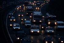 Traffic on the M25 at night, the outer ring road Motorway around London, Herfordshire, UK