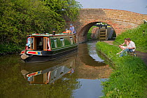 Narrow boat on the Grand Union Canal, Marsworth, Hertfordshire, UK