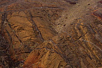 Aerial view of Rock patterns on the Ponta de Sao Lourenco Nature Reserve, Madeira, November
