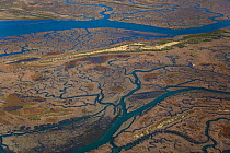 Aerial view of saltmarshes and Brancaster and Scolt Head Island, Norfolk, UK, September