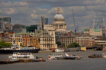 St Pauls cathedral and the River Thames, London, UK, July 2008