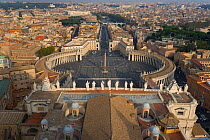 Looking down on St Peters Piazza from the dome of St Peter's, Vatican, Rome, Italy, October 2008