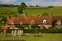 Turville village, graveyard and windmill, Buckinghamshire, UK, June 2006