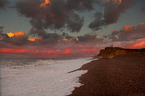 Weybourne Beach on a stormy day at dusk, Norfolk, UK, October