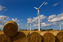 Winterton windfarm at harvest time, Norfolk, UK, September 2008