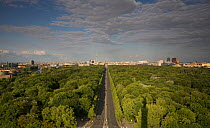 Aeriel view from the Siegessaeule of the Tiergarten park, Strasse des 17. Juni, and the city center, Berlin, Germany, May 2009