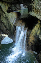 Underground waterfalls on the Reka river as it flows through Velika Dolina (the big valley) at the entrance to Scocjan caves, a Ramsar wetland of international importance, Slovenia, July 2010.