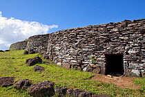Restored houses at the stone village at Orongo. Easter Island, October 2009.