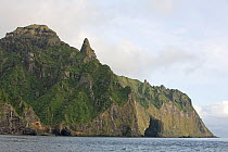 The mountainous coast of Gough Island in the Southern Atlantic Ocean, March 2007.