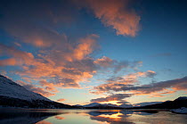 Sunset over Loch Laggan, Creag Meagaidh NNR, Highland, Scotland, UK, December 2010. Photographer quote: "I've got to admit I wasn't happy after a fruitless flat grey day in the hills. And then, as if...