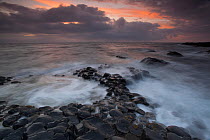 Giants Causeway at dusk, County Antrim, Northern Ireland, UK, June 2010. Looking out to sea