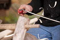 The National Forest Woodland craft ? preparing wood to make a chair. Peter Wood runs Greenwood Days, teaching traditional woodland craft courses ? like chair making ? in the woodland. The business ben...
