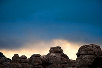 Limestone formations under a heavy sky. Torcal de Antequera Nature Reserve, Malaga, Spain, November 2009.