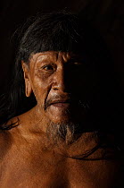 Portrait of a Huaorani man. Yasuni National Park, Ecuador, May 2007. Model release B#1.