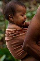 Huaorani baby in a sling. Gabaro Community. Yasuni National Park, Ecuador, June 2007.