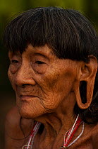 Portrait of a Huaorani woman. Gabaro Community. Yasuni National Park, Ecuador, June 2007.