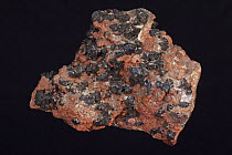 Hausmannite on Garnet (Andradite), a manganese ore. Sample from South Africa, N'Chwaning Mines, South Africa.
