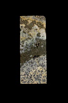 Drill core sample showing quartz and pyrite in granite base rock. Sample from Butte, Montana, a site of rich copper deposit.