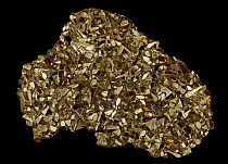 Pyrite (FeS2, iron sulfide), popularly known as 'fool's gold', formerly used in the production of sulfuric acid. Sample from Peru.