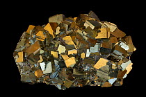 Pyrite (FeS2, Iron sulfide), popularly known as 'fool's gold'. Formerly used in the production of sulfuric acid. Sample from Peru.