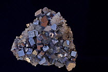 Galena (PbS, lead sulfide), the primary ore of lead. Sample from Madan, Bulgaria.
