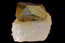 Pyrite on Talc. Pyrite (FeS2, iron sulfide) is popularly known as 'fool's gold', formerly used in the production of sulfuric acid. Talc is easily distinguishable by its extreme softness, used in lubri...