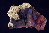 Fluorite with Calcite, (CaF2-calcium fluoride). Fluorite is one of the most popular minerals among collectors, Mineral class: Halides. Fluorite is a source of fluorine-used in the manufacture of milk...