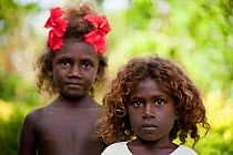 Melanesian children of Marovo Lagoon, New Georgia Islands, Solomon Islands, Melanesia, Pacific Ocean, July 2010