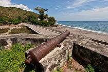 Original cannon in the Maubara Fort, used for defence during the Portuguese occupation, East Timor, August 2010.