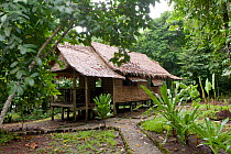 Field station hut in rainforest on Tetepare island, the largest uninhabited island in the South Pacific, Solomon Islands, July 2010.