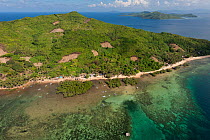 Aerial view of slash and burn areas on islands causing run-off of soil and siltation of the coastal reefs, Palawan, Philippines, May 2009.