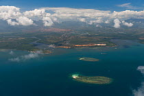 Aerial view of Rio Tuba nickel mine processing and delivery zone in Rio Tuba coastal port, Palawan, Philippines, April 2010.