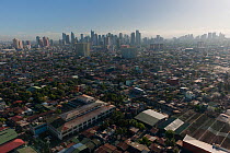 Aerial view of the densely populated city of Manila, Philippines, April 2010
