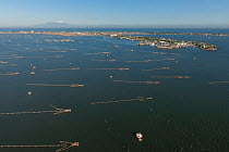 Aerial view of fish traps in highly populated Manila Bay, Philippines, April 2010.