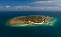 Aerial view of Dos Palmas Resort, island resort in Honda Bay, Palawan, Philippines, April 2010.