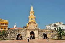 The Clock Tower in Cartagena de Indias, a UNESCO World Heritage City. Bolivar Department, Northern Colombia, February 2011.