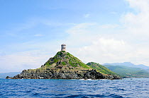 Tour de la Pirata, a 17th Century Genoese watchtower on Punta de la Pirata. Near Ajaccio, Corsica, France, May 2010.